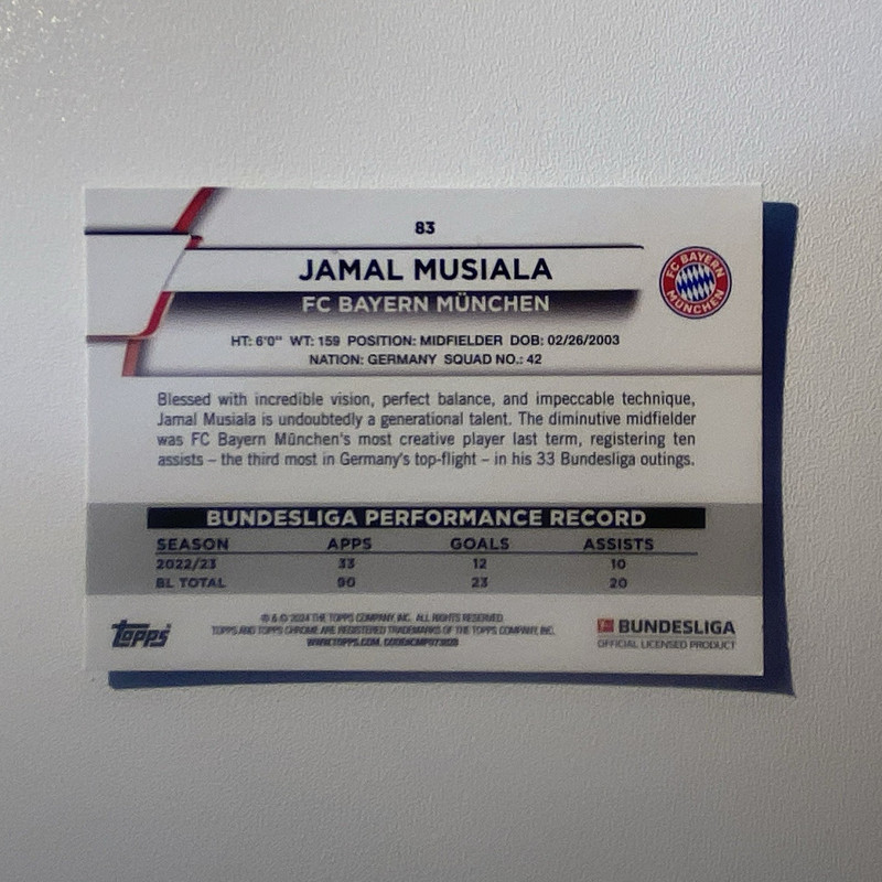 2022-23 Topps Chrome Bundesliga - Jamal Musiala #83 Aqua Parallel FC Bayern