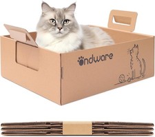 3 PCS Disposable Litter Boxes Cats Foldable Cardboard Cat Litter Box Portable