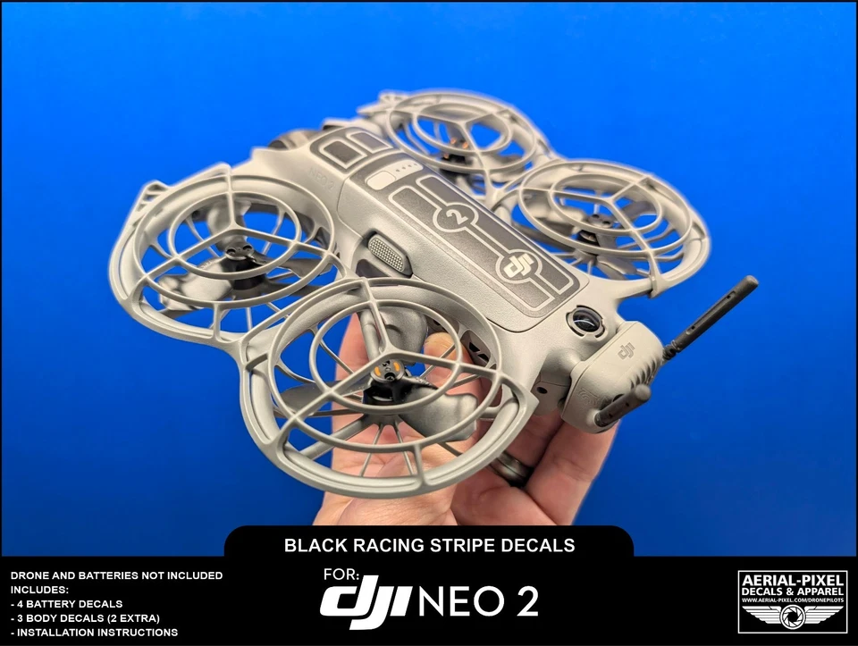DJI Neo 2 Racing Stripes With Battery Decals Number #1-4 Choose from 10 Colors! - Image 3 of 4