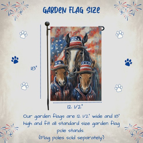 Cheval 4 juillet drapeau de jardin personnalisé double face - Photo 6/7