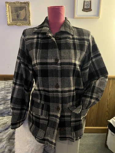 SAINT LAURENT (YSL) Giacca donna lana vintage Yves Saint Laurent Rive Gauche nero crema YSL anni 80