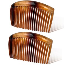 Curved Side Combs for Hair Styling, 2-Piece Strong Hold Tortoiseshell Combs for
