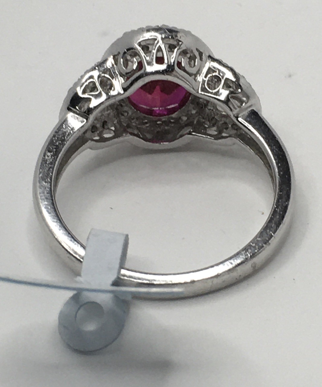 Stunning Sterling Silver Lab Created Ruby & CZ Ri… - image 6