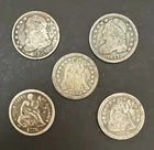 Lot of 5 19th Century Silver Dimes - Capped Bust & Seated Liberty