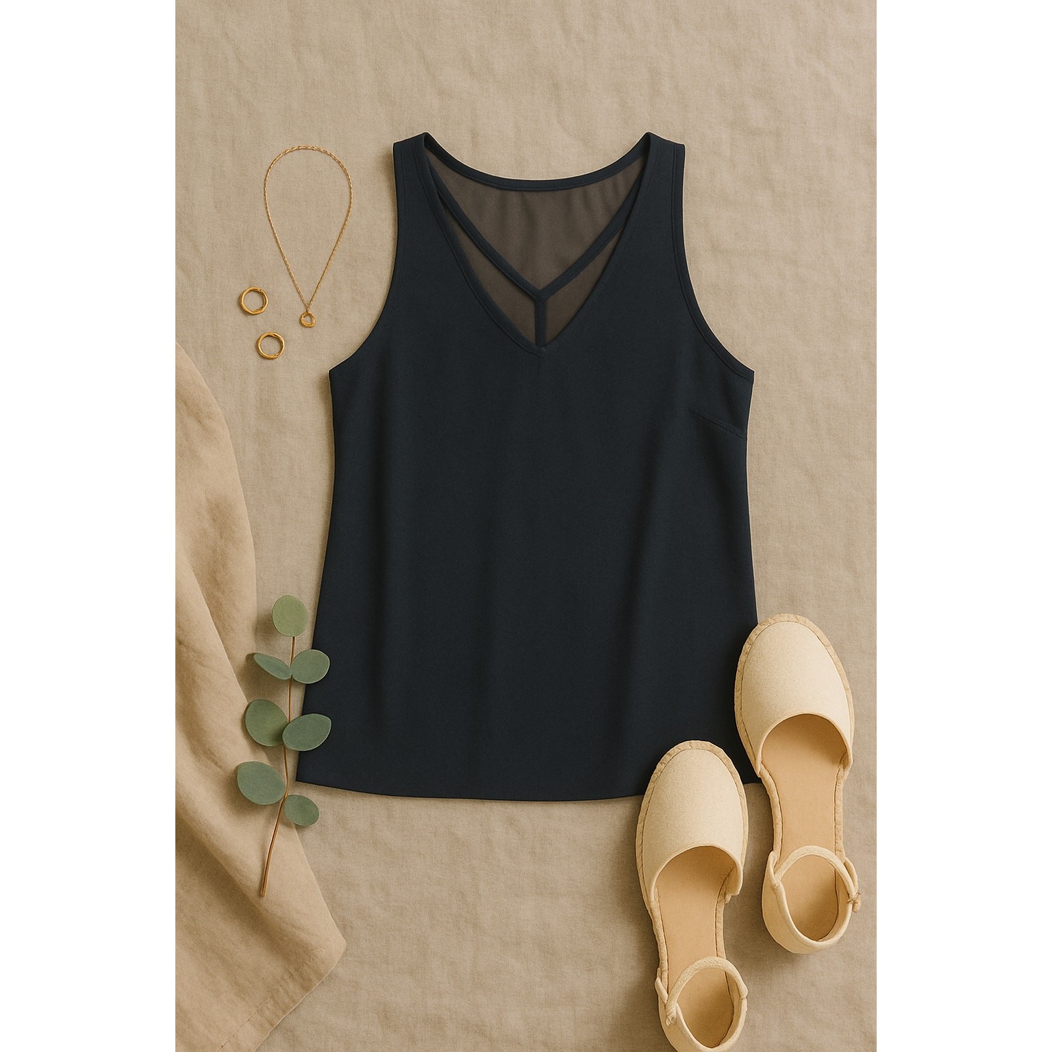 The Limited Women's Double V-Neck Basic Tunic Tan… - image 1