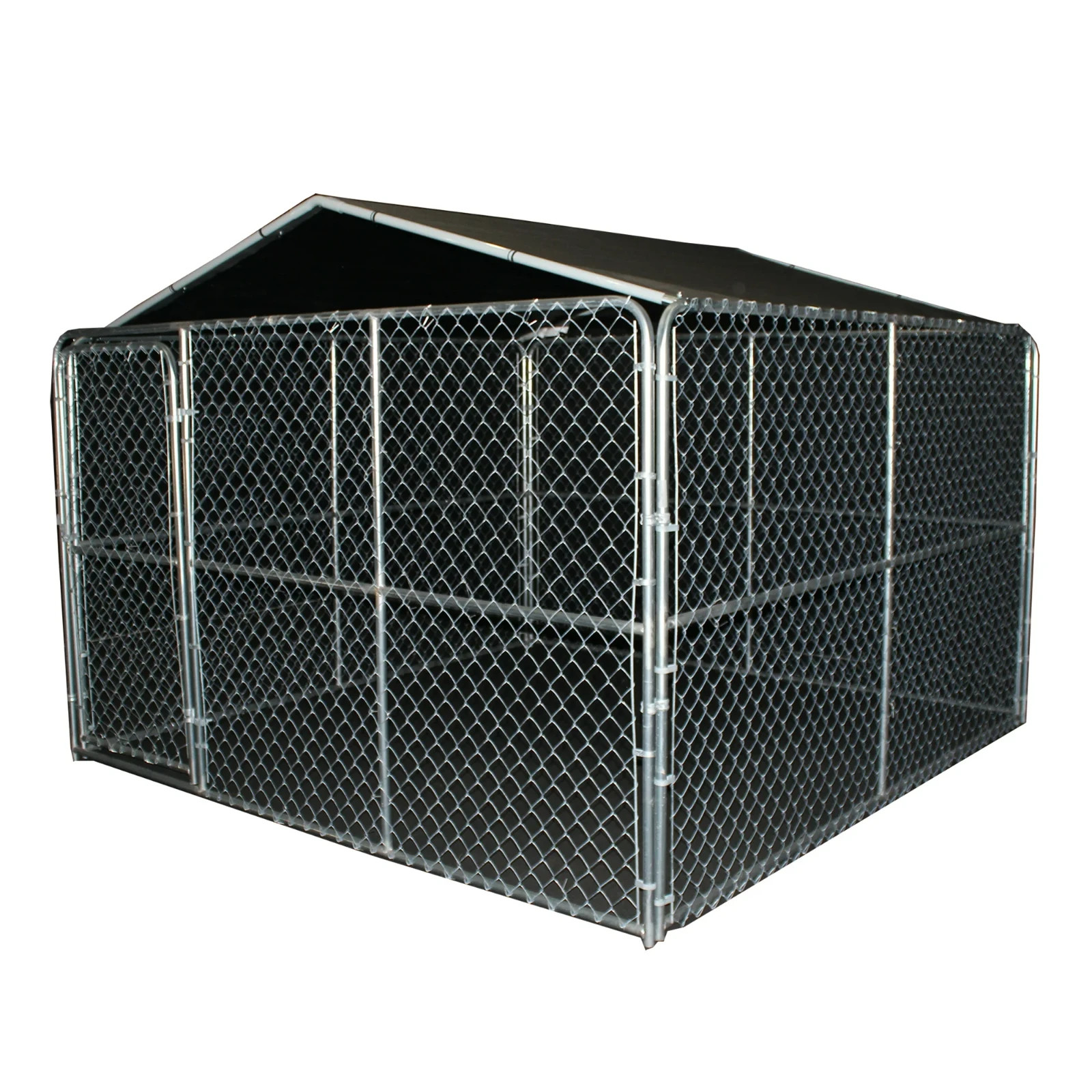 10x10 Ft Outdoor Dog Kennel Roof Cover with Steel Fence-Dog Cage Shade