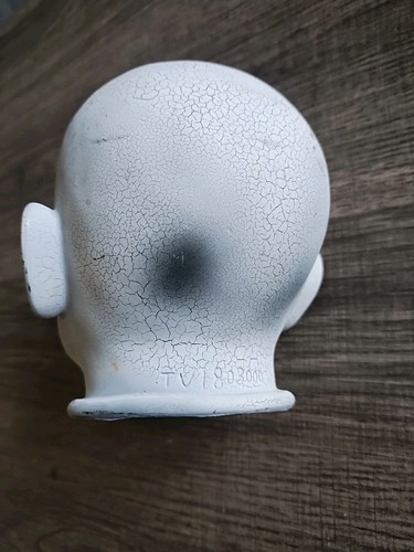 Creepy Baby Doll Faux Head Halloween Crackled Head No Eyes White - Picture 3 of 6