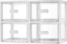 4 Pack White Stackable Storage Drawers 15QT Easily Assemble Closet