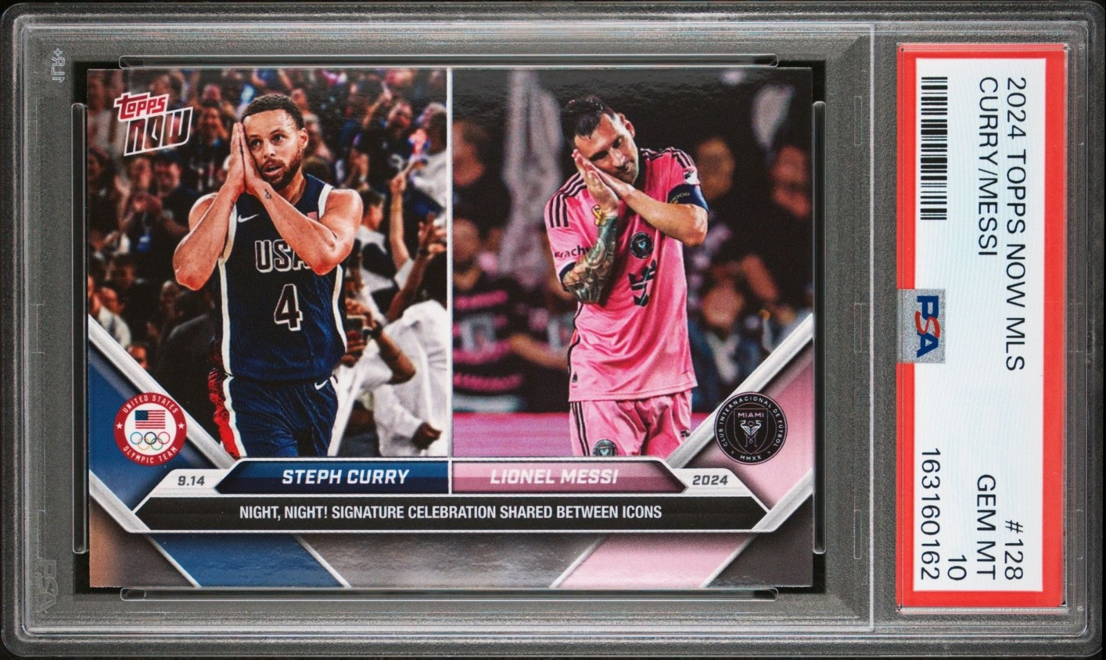 Stephen Curry/Lionel Messi 2024 Topps Now MLS Night Night #128 GOATs PSA 10