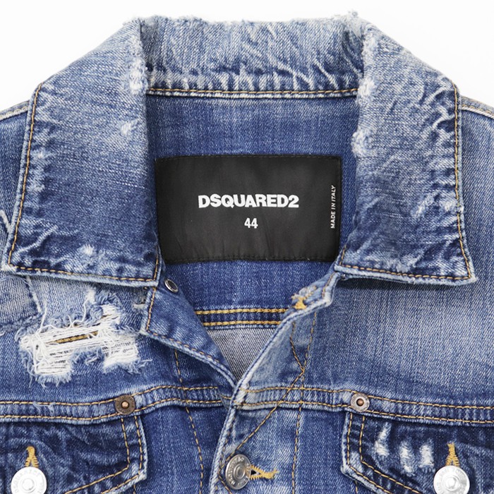 DSQUARED2 Distressed Patchwork Stretch Denim Jack… - image 2