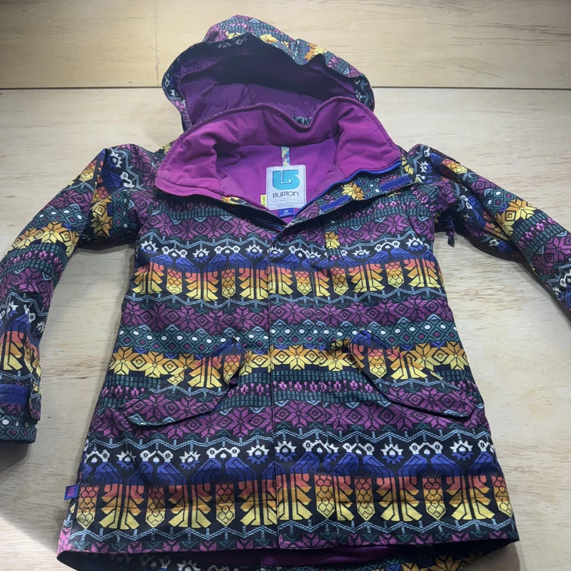 burton hooded aztec style ski snowboarding youth jacket