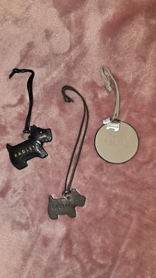 Lot of 3 Radley London Scottie Dog Leather Bag Charms Black Gray 