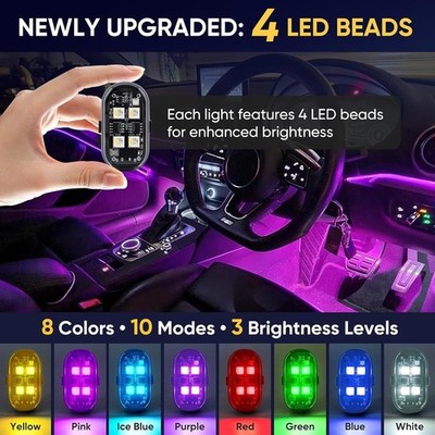 Upgrade LumeX Flux   Wireless RGB LED Lights with Remote Control, 8 Colors