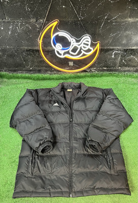 Adidas Winter Puffer Jacket Men's Medium Full Zip Trefoil Logo Pockets Black