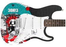 3OH!3 Nathaniel Motte Signed 1/1 Custom Graphics Photo Guitar
