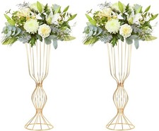 Soportes de centro de mesa de boda de metal dorado: elegante decoración de mesa de reloj de arena - Juego de 10