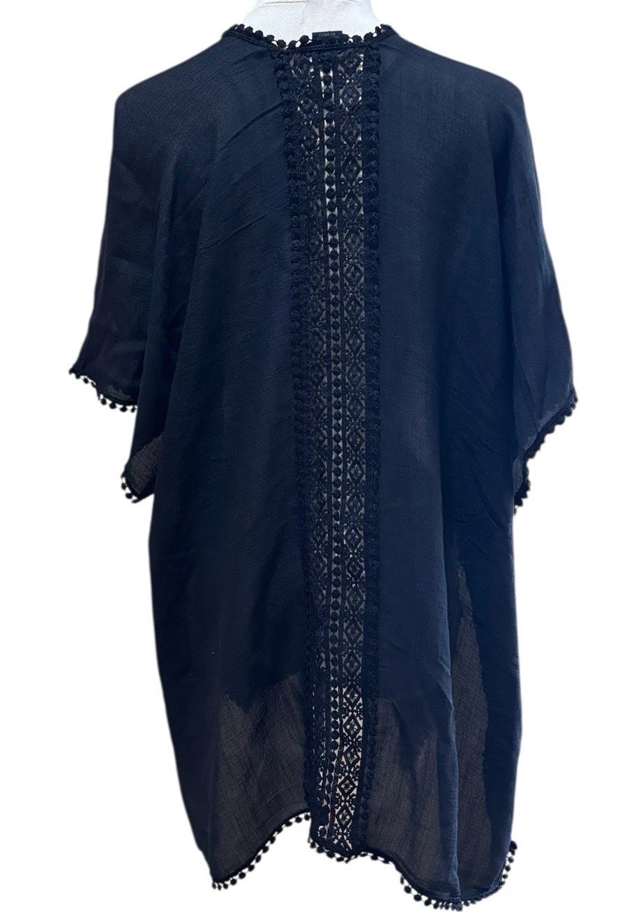 Steve Madden solid black sheer beach coverup boho… - image 4