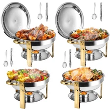Chafing Dishes for Buffet 4 Pack, 5QT Round Chafing Dish Buffet Set [Elegant ...