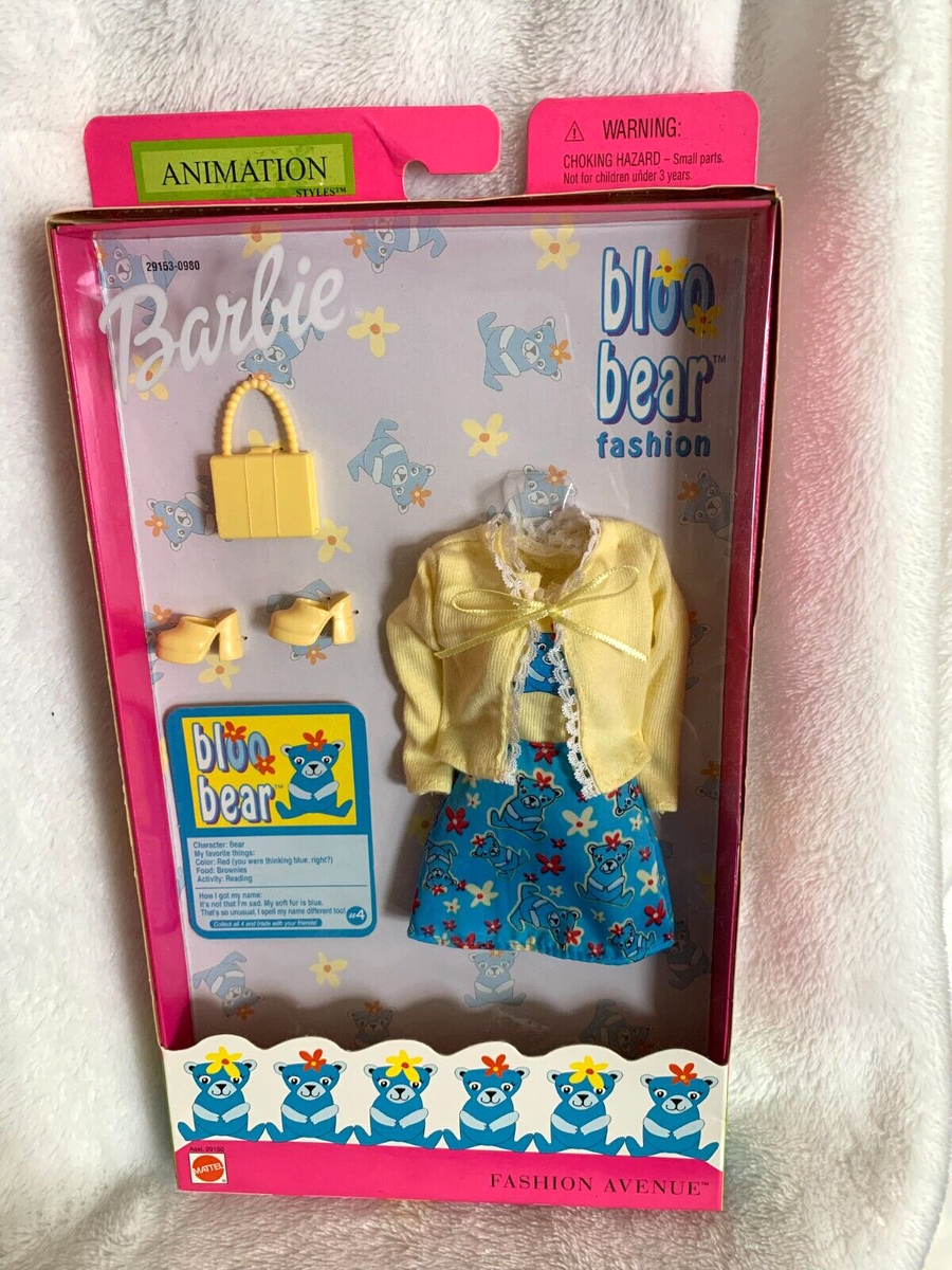 New 2001 Mattel Barbie Animation Fashion Avenue Blue Teddy Bear