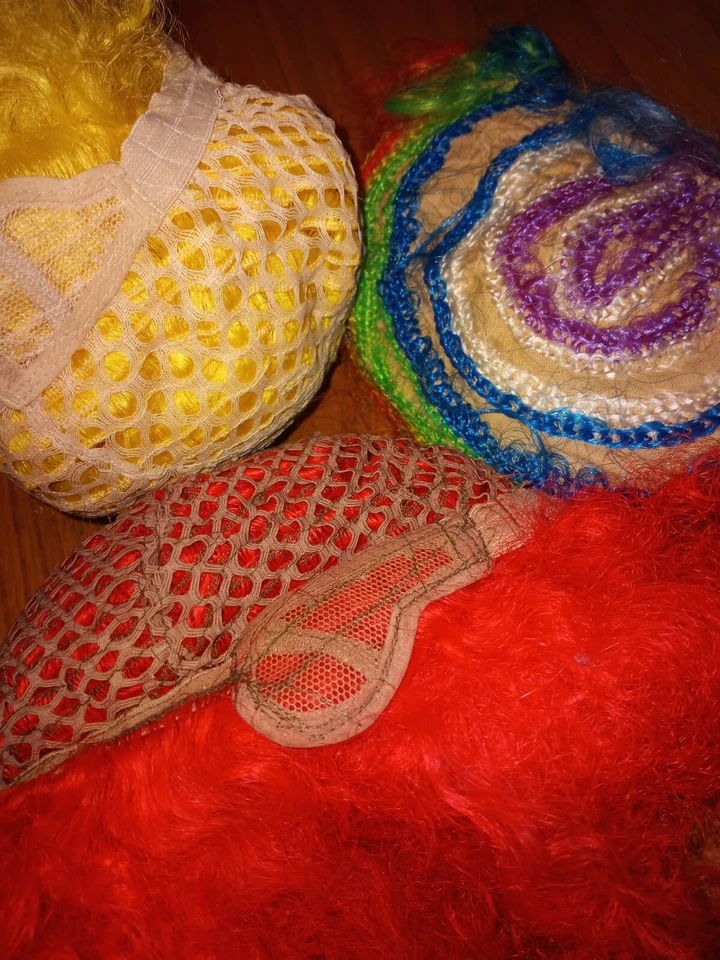 Vtg Clown Lot Wigs Japan Kane Kalon West Germany Costume Circus Afro Rainbow  - Image 3 of 4