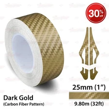 1" 25mm PinStriping Pin Stripe Tape Decal Vinyl Sticker CARBON FIBER DARK GOLD