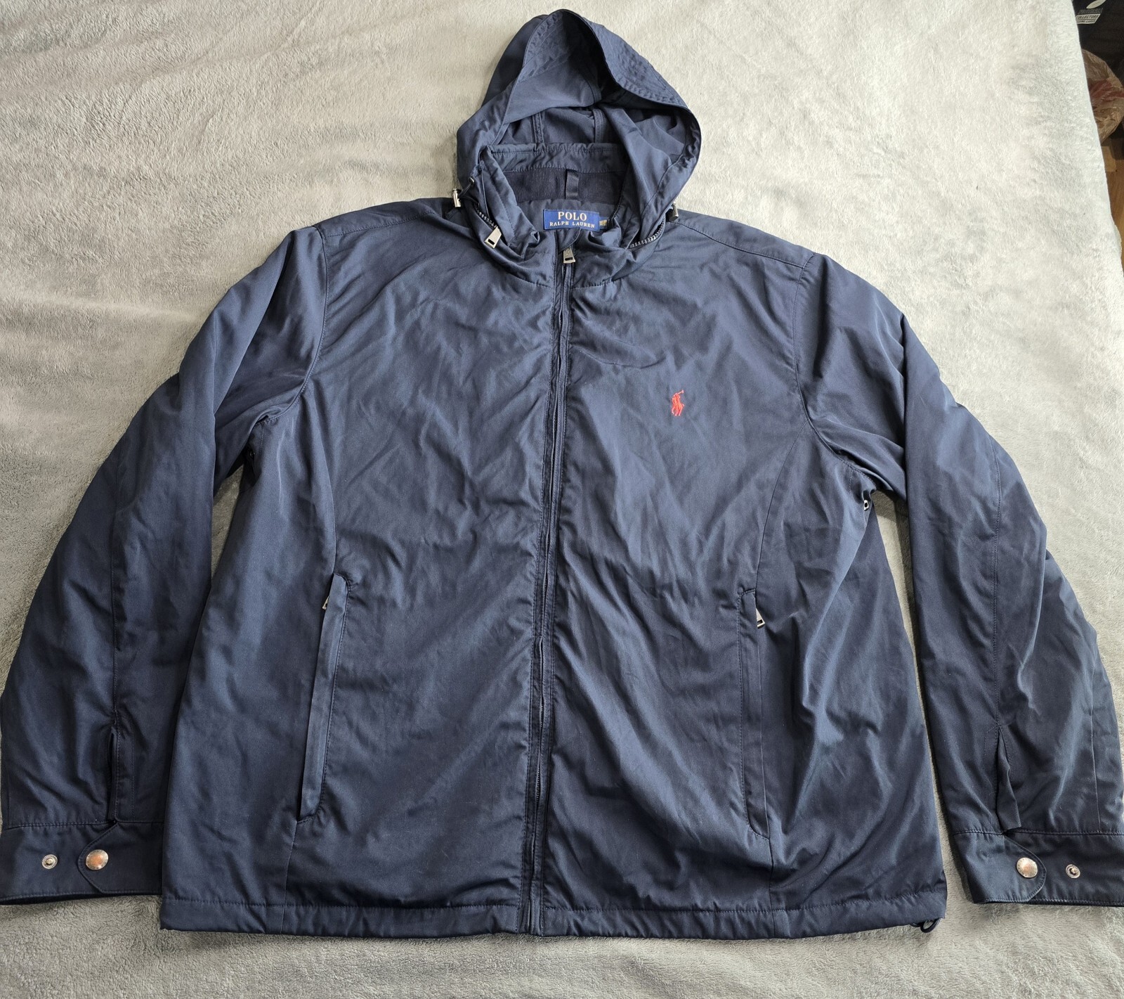 Polo Ralph Lauren giacca con cappuccio nascosta rosso navy pony uomo XXL tasche