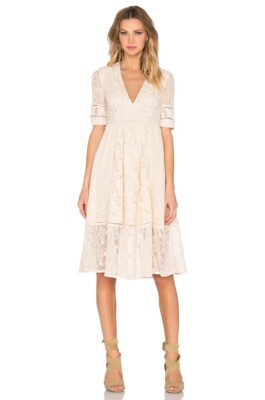 Free People Mountain Laurel Lace Crochet Dress Almond Beige Ivory SZ 0 XS $168