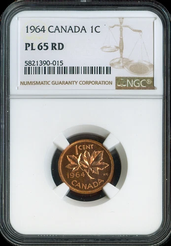 1964 Canada Small Cent NGC PL65 RD - Elizabeth II - Quality