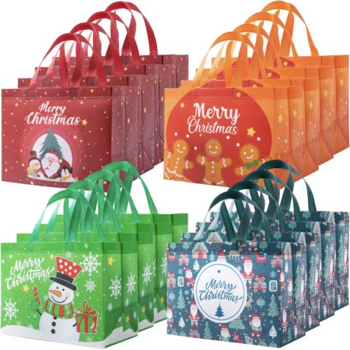 16PCS Christmas Gift Bags Large Reusable Holiday Tote Bags with Handles