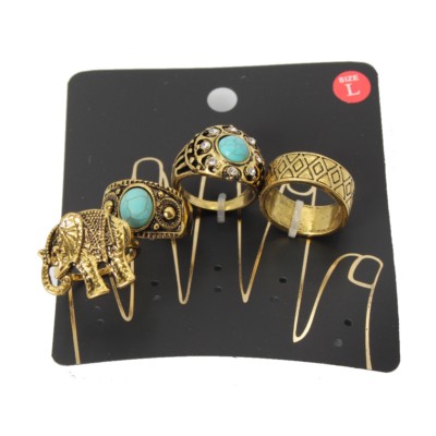 Ringe 4 er Set Midi Ring Fingerspitzenring Knuckle Elefant India Knöchel Boho