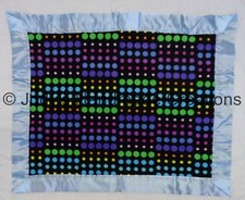 HANDMADE BABY/ PET MINI FLEECE SECURITY BLANKET w/ SATIN TRIM -POLKA DOTS 30X37