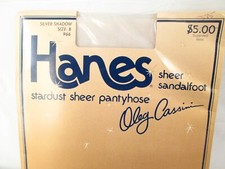 Vintage Hanes Oleg Cassini Stardust Sheer Pantyhose Size B Silver Shadow New NOS