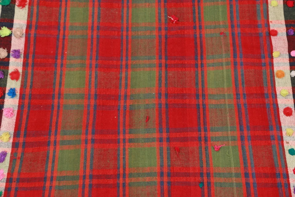 Antique Checkered Kilim Oriental Area Rug Hand-Woven Wool Tribal Carpet 5x7 ft - Изображение 4 из 4