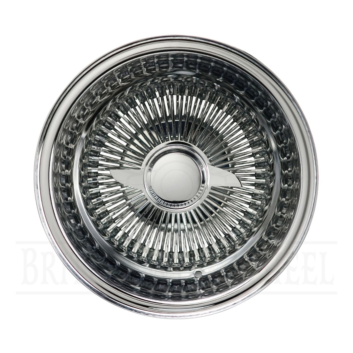 13x7 Reverse 100 Spoke Straight Lowrider Wire Wheel + Cap +