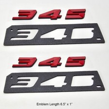 2x 345 Gloss Red W Black Side Fender Emblem Badge 3d - Fits Dodge Mopar 345 Hemi