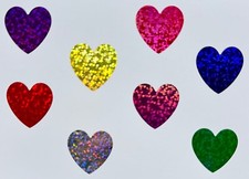 RAINBOW of HEART STICKERS Sparkle Holographic Prism LOVE Valentines Day