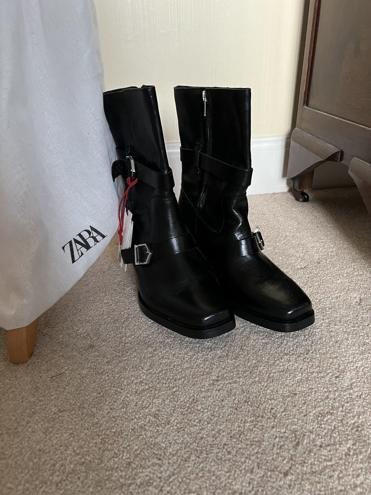 Zara SRPLS black leather boots size 6 RRP £149.99 BNWT image 6