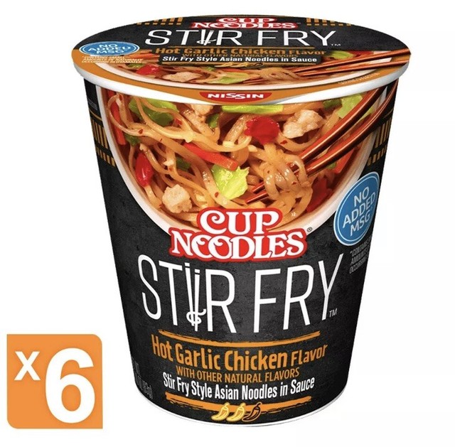 Nissin Cup Noodles Stir Fry in Sauce Hot Garlic Chicken Flavor No MSG 6