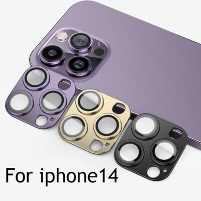 For iPhone 14 Plus/14 Pro Max Tempered Glass Metal Camera Lens Protector Cover