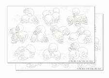 2PACK Adhesive EasyPeel Spray Paint Cerakote RC Mask Gun Stencils Skull Clusters