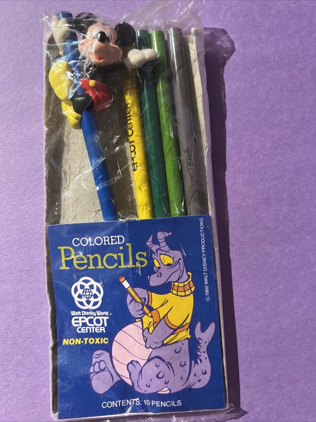 Vintage 1982 Walt Disney World Figment Epcot Center and Mickey pencils