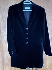 Gerry Webber Black Longline Velvet Lined Jacket Size 10 Three Button Cuffs