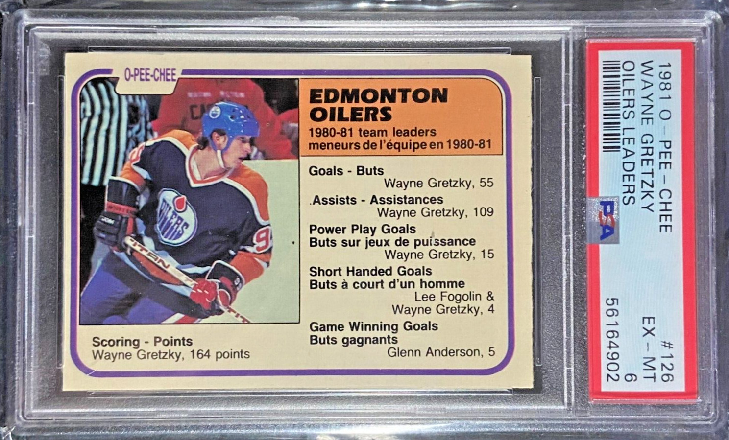 Wayne Gretzky TL 1981-82 O-Pee-Chee #126 OPC HOF Edmonton Oilers PSA 6 EXMT