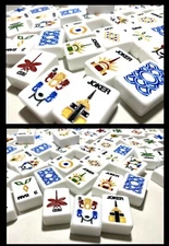 Daza Mahjong American Mah Jongg Tiles Dice Art Deco Carved Hand Painted ￼Collect