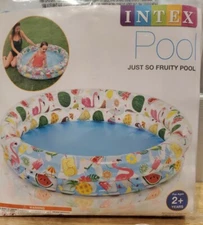 NEW Intex 48" Round Kiddie Pool - Approx 40 Gallon Rainbow Fruit Pink Flamingos