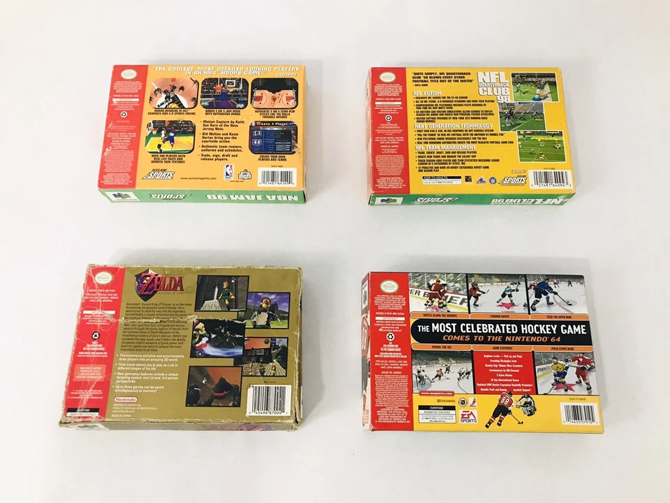 N64 NINTENDO 64 VIDE-GAME CARTRIDGES NBA JAM, NHL 99, NFL CLUB 98 & ZELDA BOX - Image 2 of 4