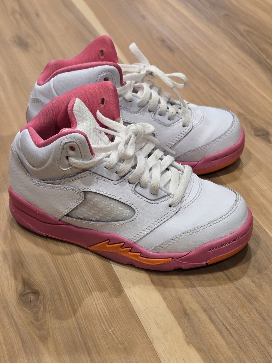 Nike Air Jordan 5 Retro 2022 Youth Size 11C PINK ORANGE WHITE | eBay