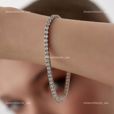 Round Natural Diamond Tennis Anniversary Bracelet Jewelry 14K