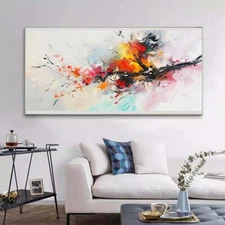 Red  Wall Art Paintings Hand Painted Abstract Oil Painting on Canvas Black