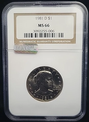 1981 D Susan B. Anthony SBA Dollar NGC MS66 | MAC Sticker